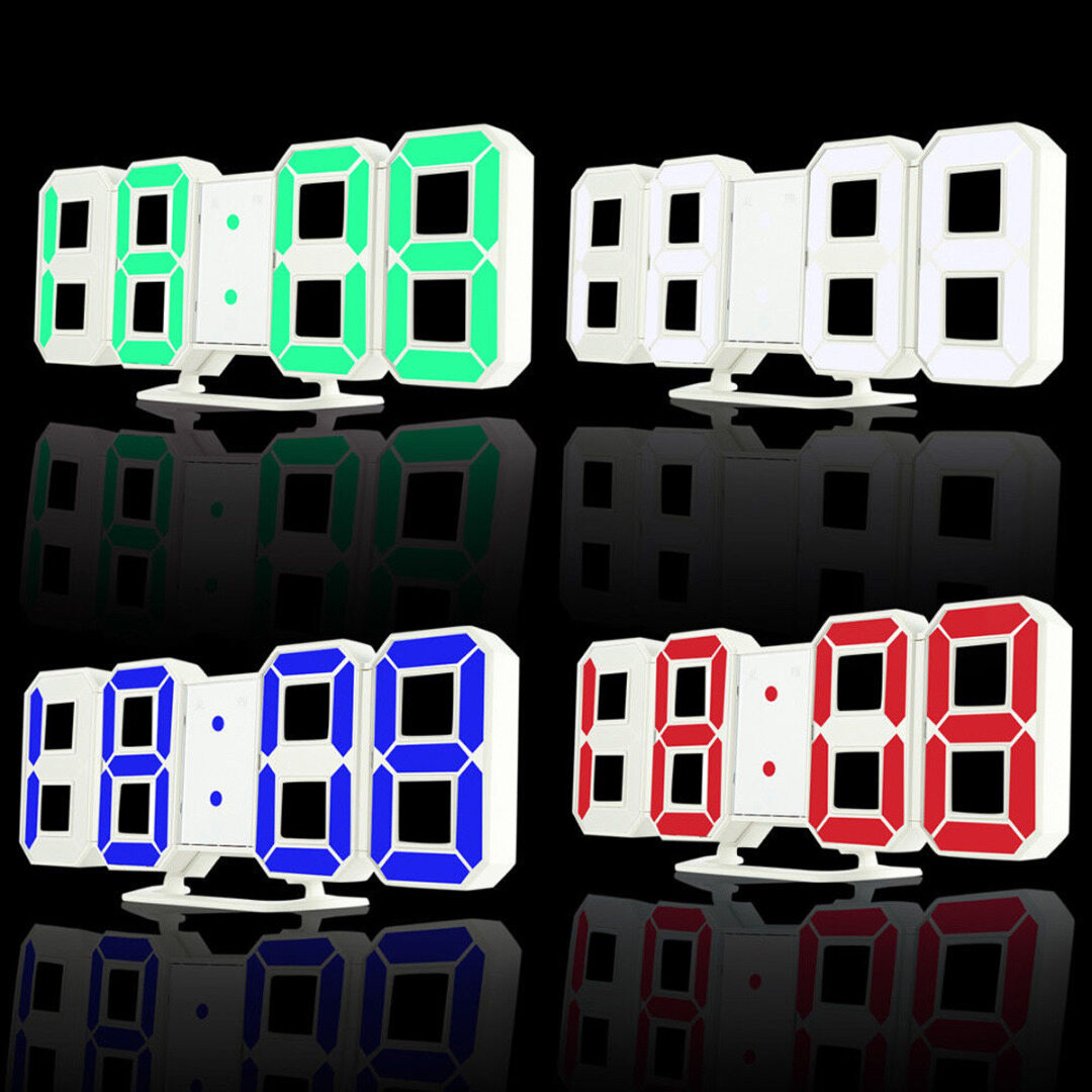Bokali 3 brightness 3d digital led wall alarm clock snooze 12/24 hour display usb