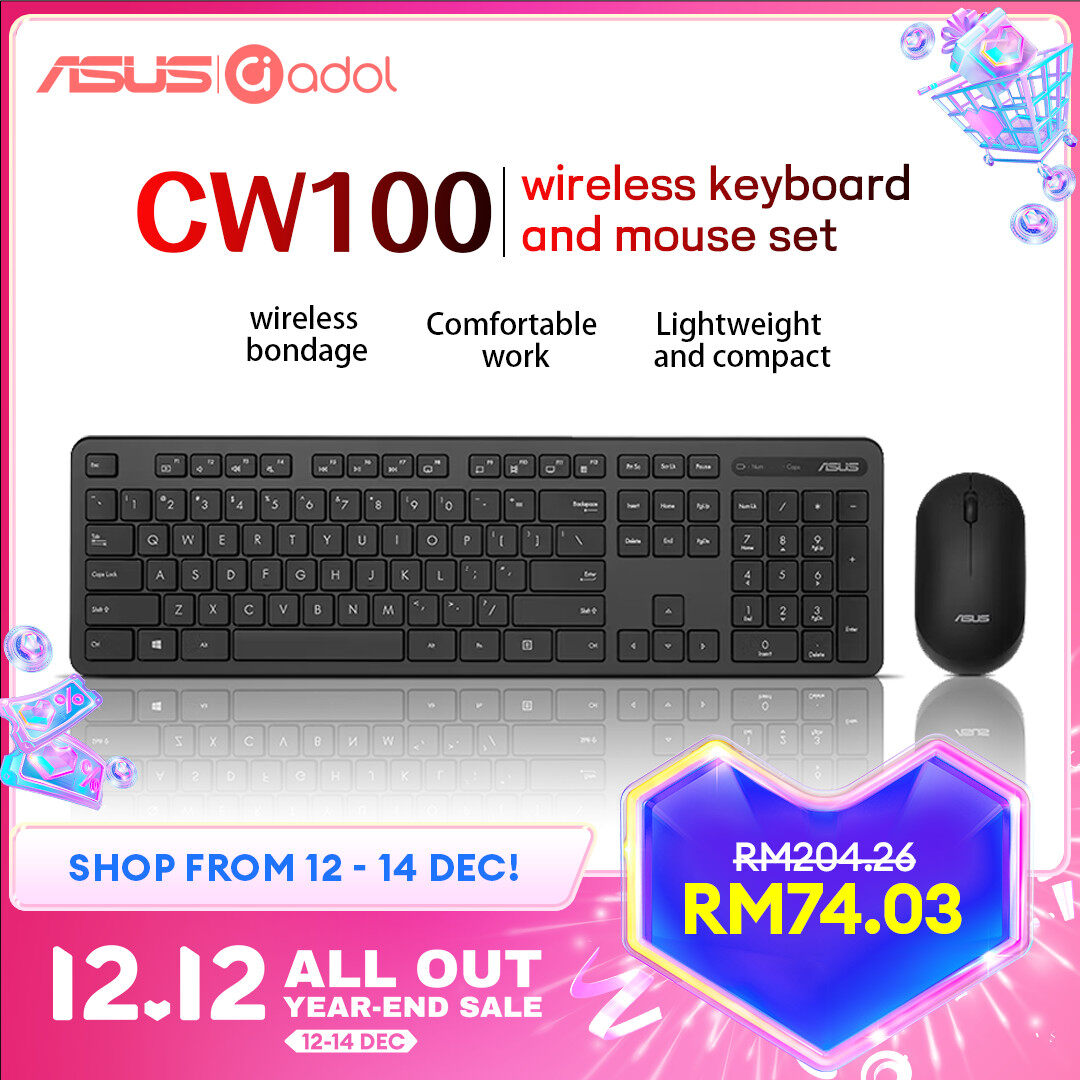 ASUS CW100 Wireless Keyboard and Mouse Combo for Windows PC Laptop 2.4