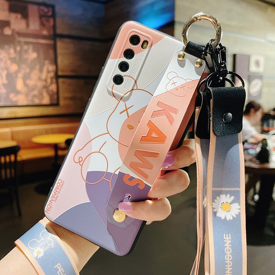 DIMBEPLY Cartoon Silicon Wrist Band Phone Case for Samsung Galaxy Note 20 Ultra / Samsung Note 10 10+ Lovely Colorful Wristband Soft Case with Strap Kickstand Cover Case for Samsung Note 8 9