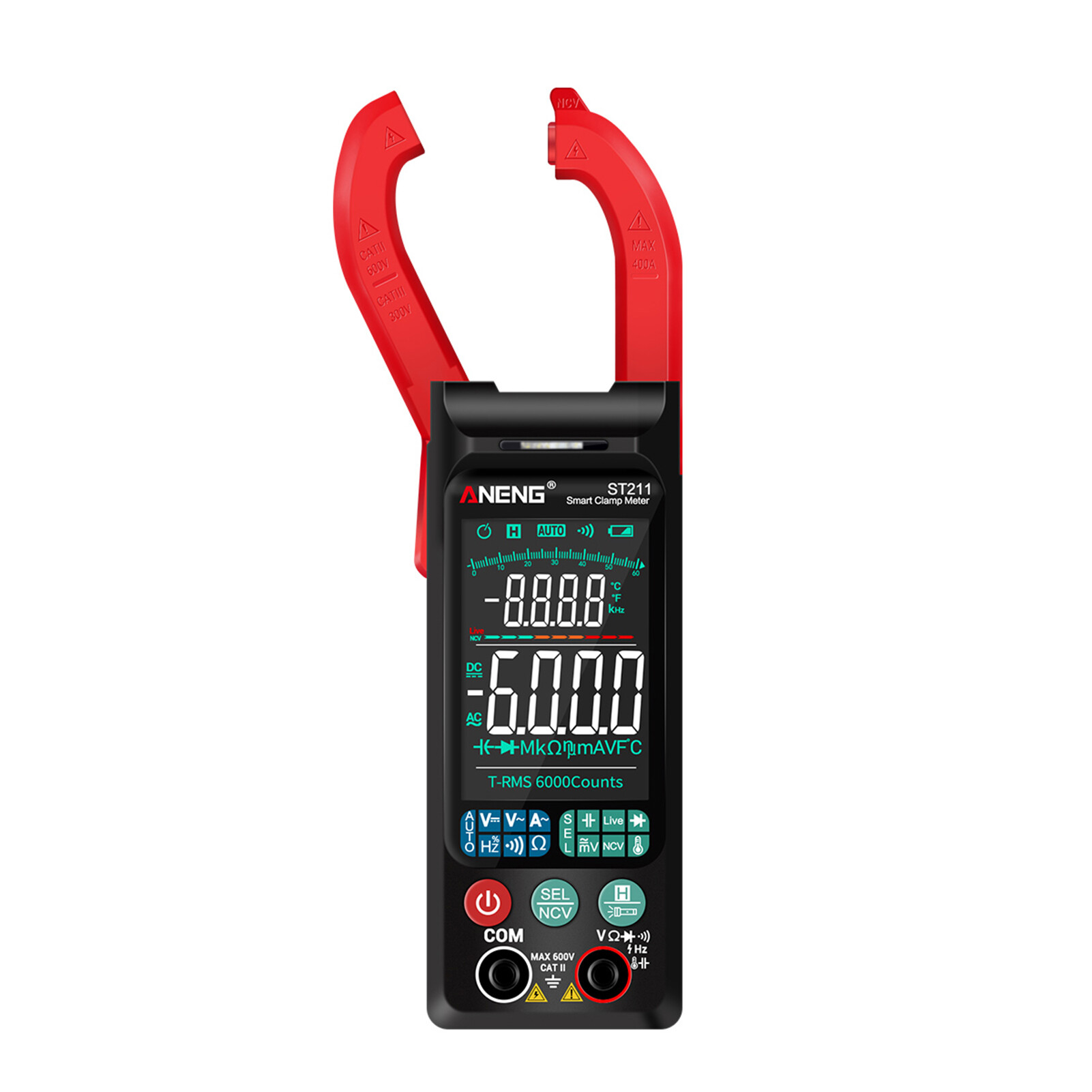 ANENG ST211 6000 Counts Digital AC Current Clamp Meter 400A Automatic Range Multimeter with Backlight Voltage Meter Clamp Gauge NCV Test Clamp Ammeter Universal Meter Tester