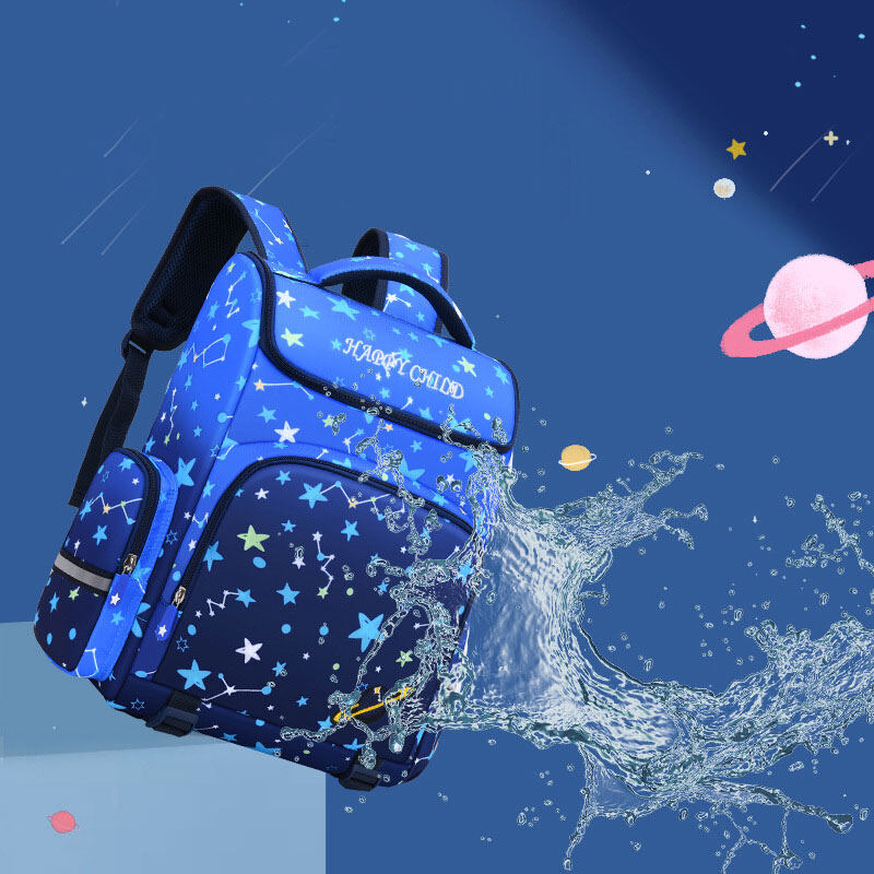BAOLONGXIN New children's school bag Starry sky gradient schoolbag for elementary school students Grades 1-3-6 Spine protection and backpack
