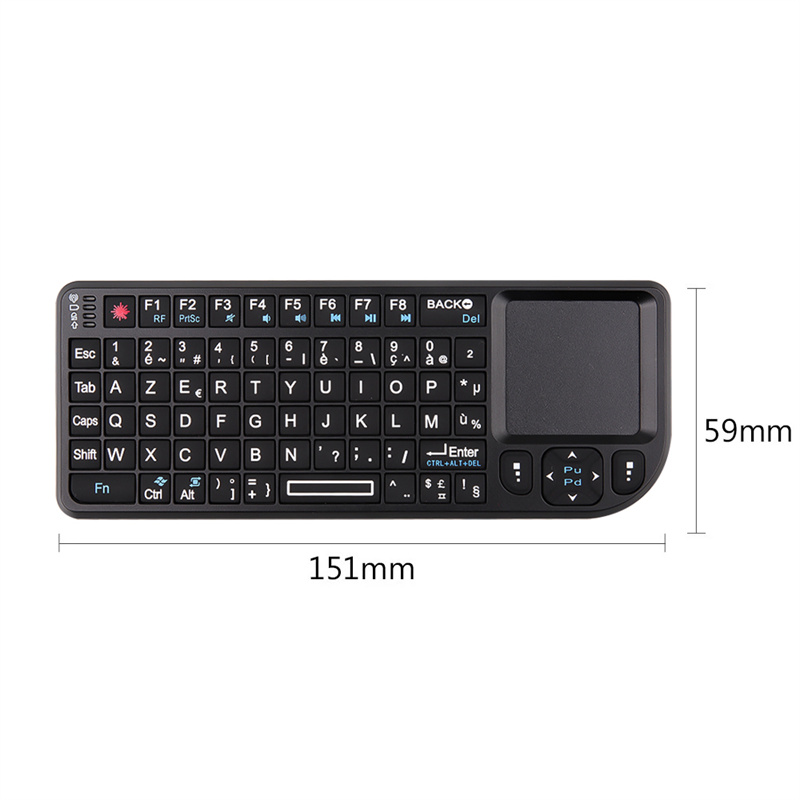 Máy Tính Xách Tay Mini 2.4G RF Bàn Phím Không Dây Bàn Phím Tiếng Anh Bàn Di Chuột Đèn Nền Chuột Cho PC