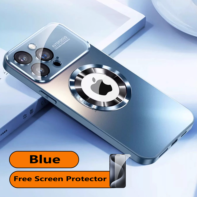 MagSafe Phone Case For iPhone 15 14 13 12 Pro Max Plus with Glass Camera Lens Protector Blck Cover For iPhone 15 Pro Max Military grade Shockproof Protective Casing