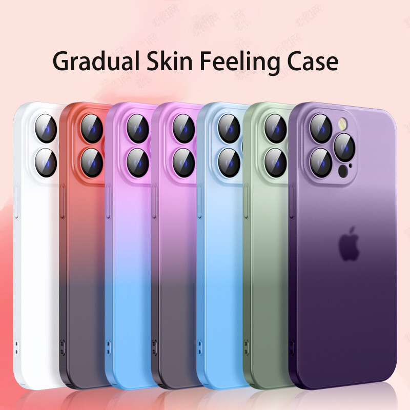 [With Lens Film+Lanyard]KISSCASE for IPhone 14 Pro/iPhone14 Pro Max /14 Plus IPhone 13/13 Pro/13 Pro Max IPhone 12 Pro IPhone 11 Gradient Skin Sensation Frosting Hard Phone Case