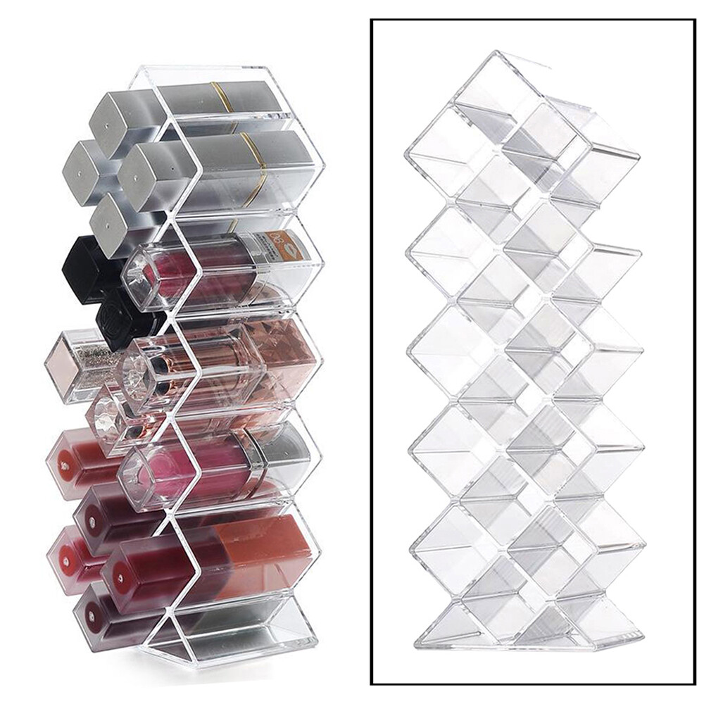 Acrylic Clear Dustproof Waterproof Lipstick Organizer Tower Lip Gloss Case Holder Cosmetic Display Stand Makeup Storage Box