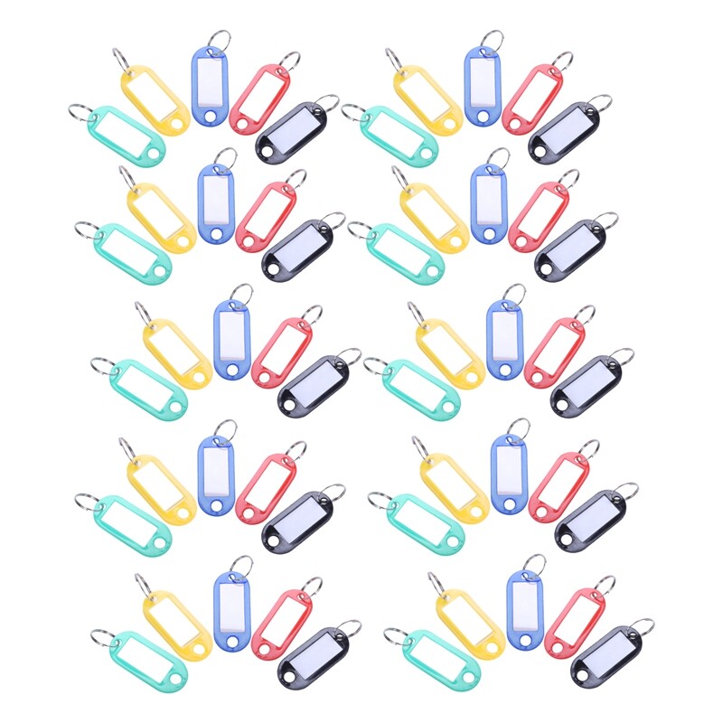 50 pcs plastic keychain key tags id label name tags split ring