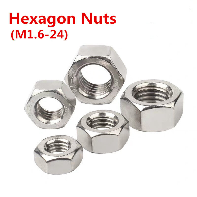 Nails Size : M6 25pcs Nuts Screws 1/50/100pcs A2 304 Stainless Steel Hex Hexagon Nut for M1 M1.2 M1.4 M1.6 M2 M2.5 M3 M4 M5 M6 M8 M10 M12 M16 M20 M24 Screw Bolt