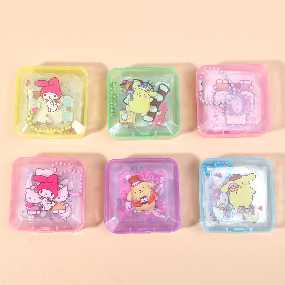 8pcs/box Cute Cartoon Sanrio Stickers Kulomi Melody Stationery Goo Card Decorative Sticker with Goo Chuck