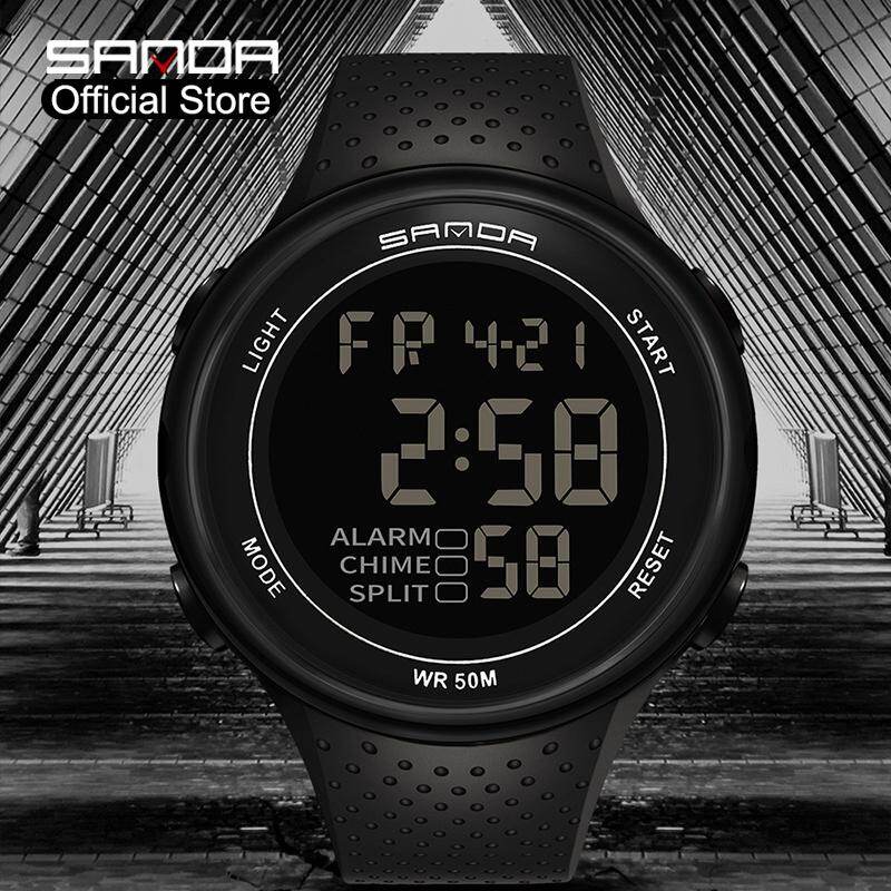 SANDA Sports Fashion Watch Waterproof Watch Digital Quartz LED Display Luminous Watch Outdoor Luxury Chronograph Watch 375