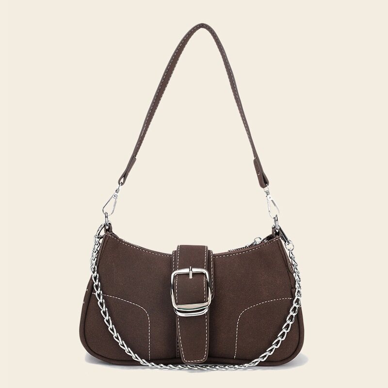 C&K⚡Miễn Phí Vận Chuyển⚡ Fashion retro senior texture one shoulder chain handbag simple baguette bag