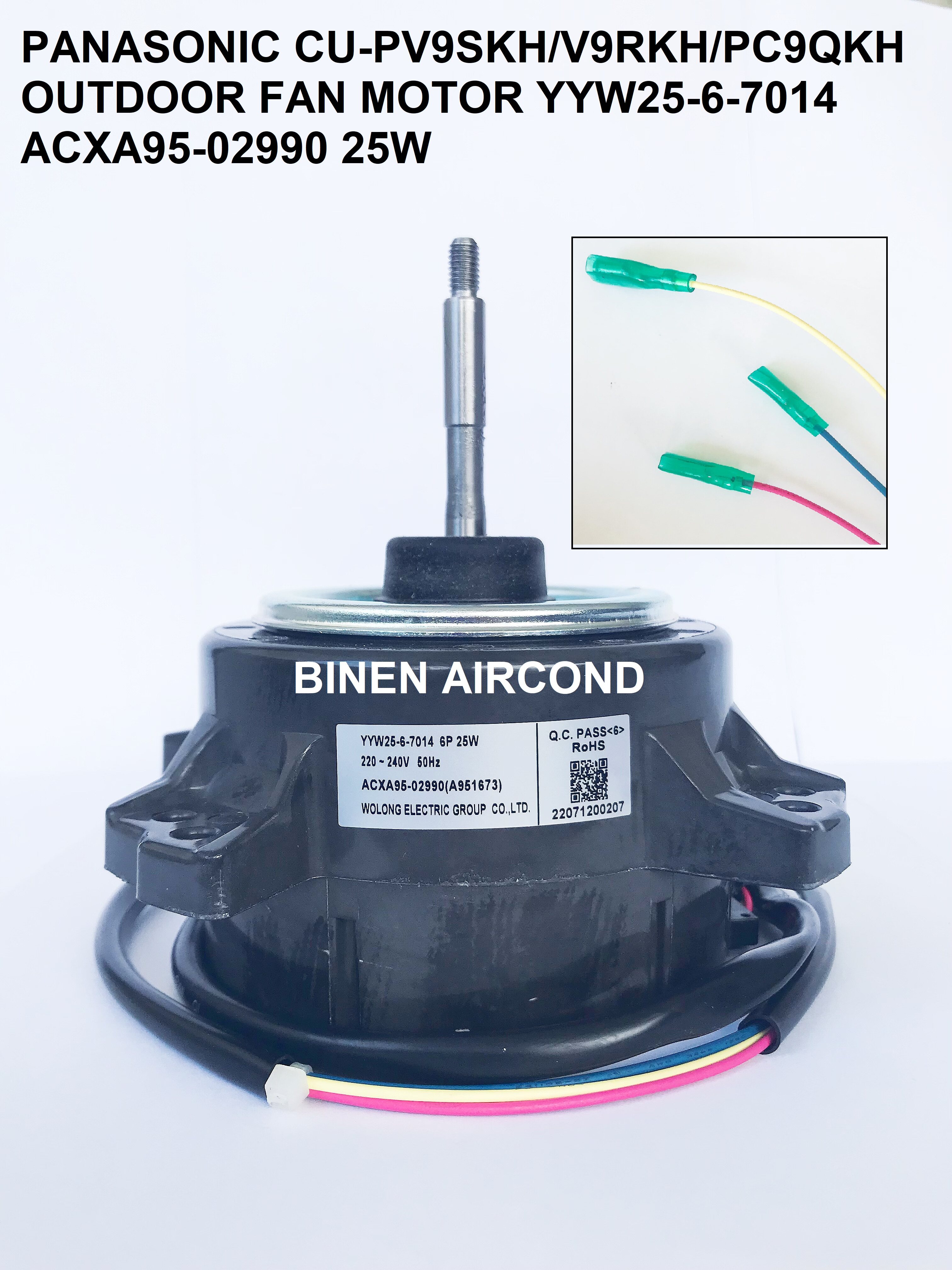 ORIGINAL/GENUINE] PANASONIC AIRCOND CU-PV9SKH/V9RKH//PC9QKH/PV9TKH/PV12RKH  OUTDOOR FAN MOTOR YDK30-6F-24 ACXA95-03110 30W / ACXA95-02990 25W (A951818  REPLACEMENT) - Lazada | Lazada