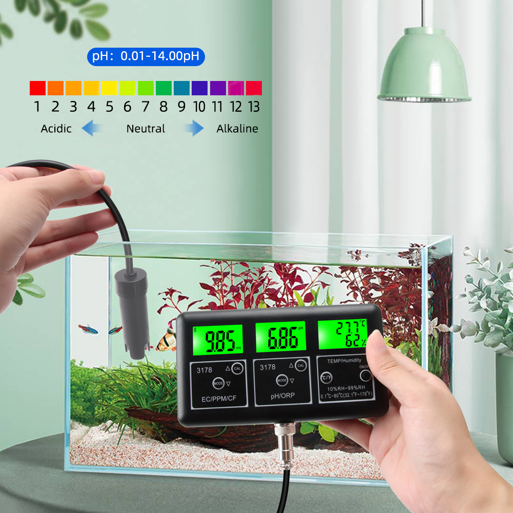 Yieryi 7 in 1 Water Quality tester PH/EC/ORP/TDS/CF/RH/TEMP meter Digital Multi-parameter Aquarium Water Tester for hydroponics