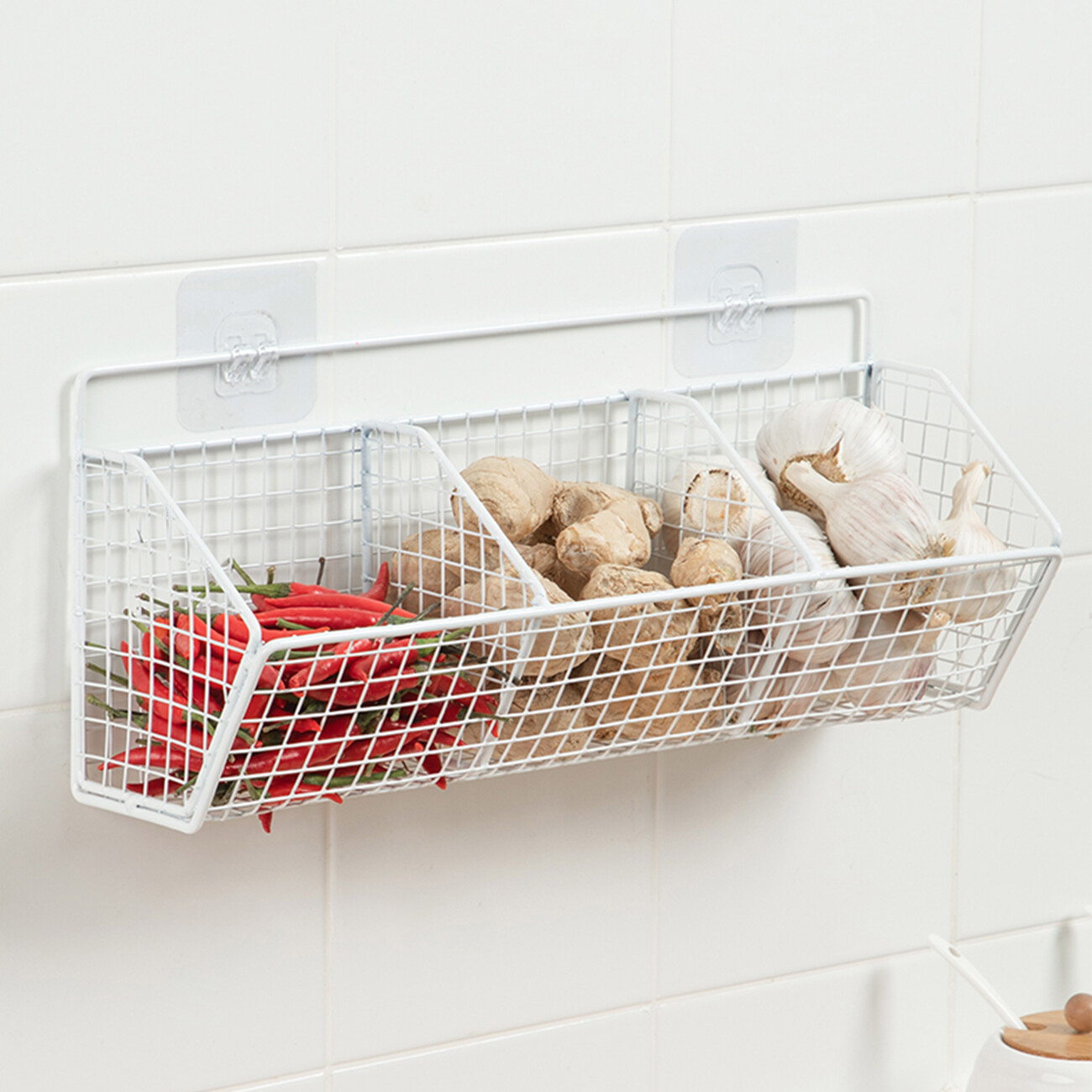 CNMF Onion, ginger and garlic storage basket kitchen wall-mounted spice rack