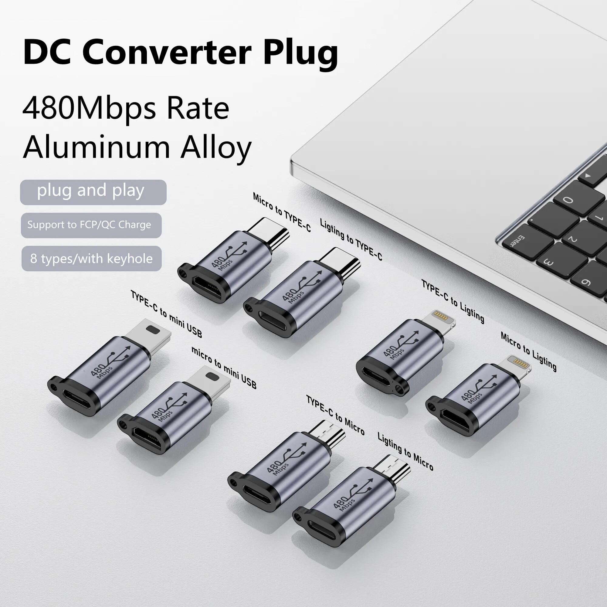 2pcs type c/mini/micro usb/lighting adapter usb c female to v8 male converter for xiaomi samsung huawei tablet charger data sync