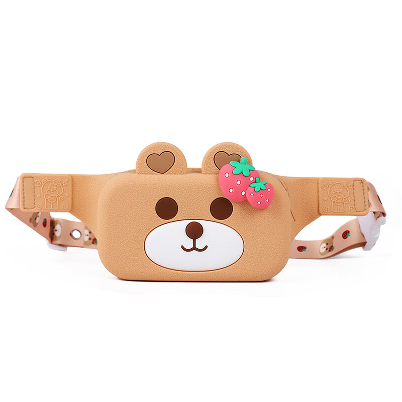 HOBIBEAR Cute Rabbit silicone chest pack cartoon student diagonal span pack Strawberry Bear children's pack