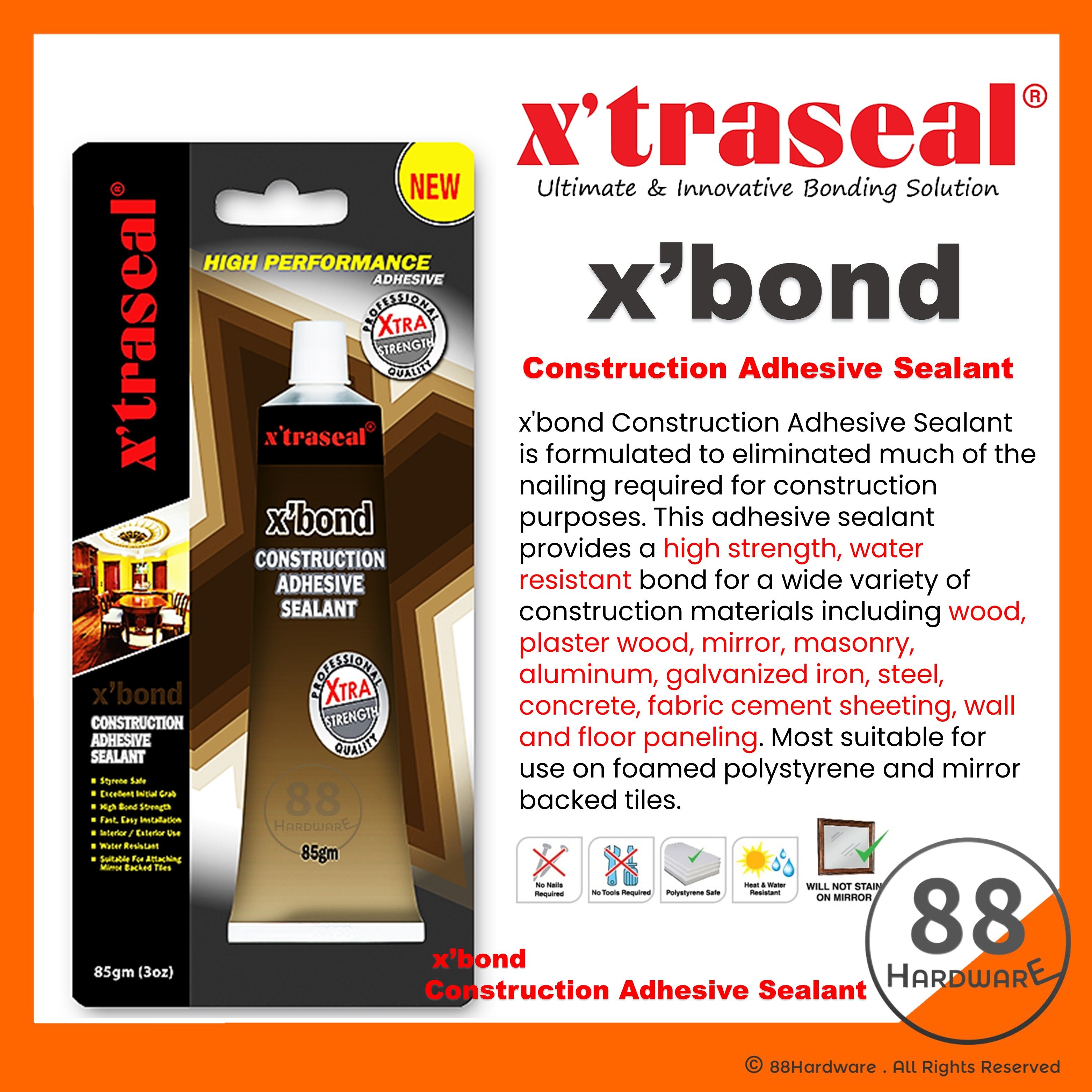 x'traseal xtraseal x'bond xbond construction adhesive / wainscoating