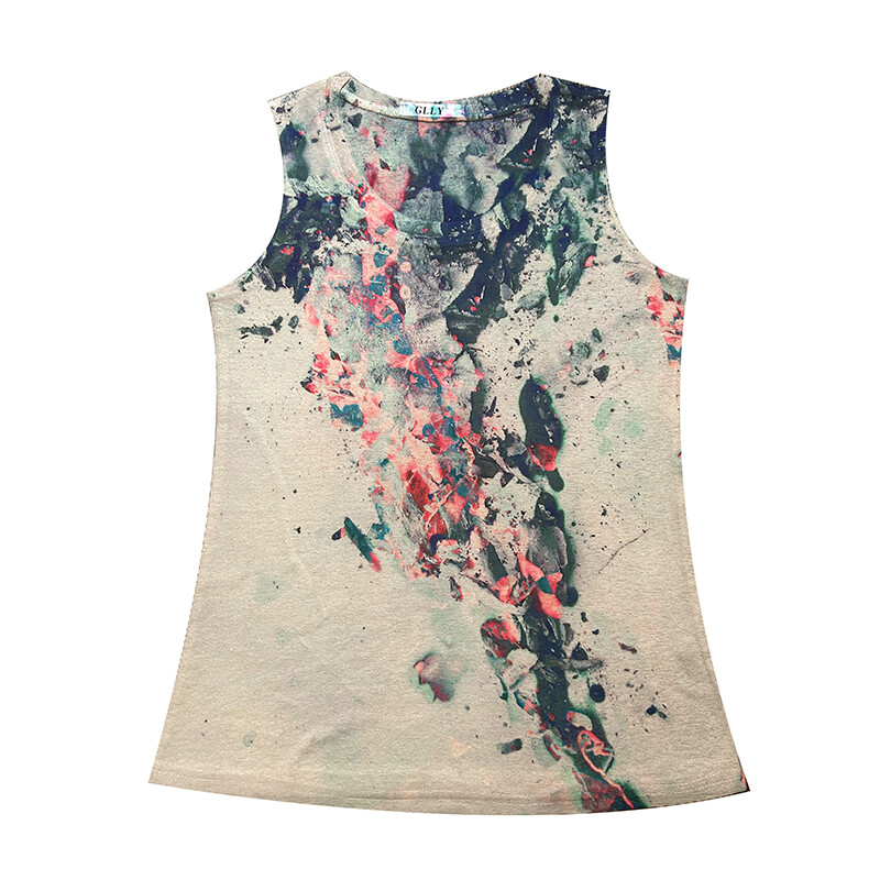 REHIN Women's T-shirt Sleeveless Knit Vest with Breathable Skin-Friendly Fabric and Unique Print Pattern Tops for Summer Fashion Tanks