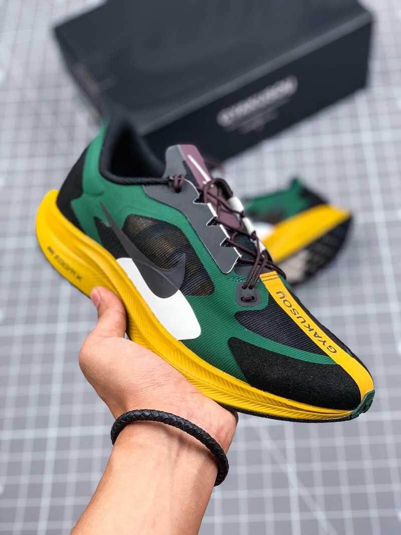 Asli Undercover_Gyakusou X Nike_Zoom_Pegasus 35 Turbo Pria Berlari Sepatu Sneakers Ringan Bernapas Kasual Olahraga Sepatu Hijau/Hitam/ kuning/Putih BQ0579-300