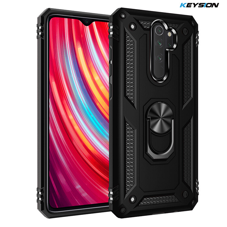 KEYSION Shockproof Case For Xiaomi Redmi 9 Note 8 Magnetic Metal Ring Holder Armor Back Cover For Redmi Note 8 Pro