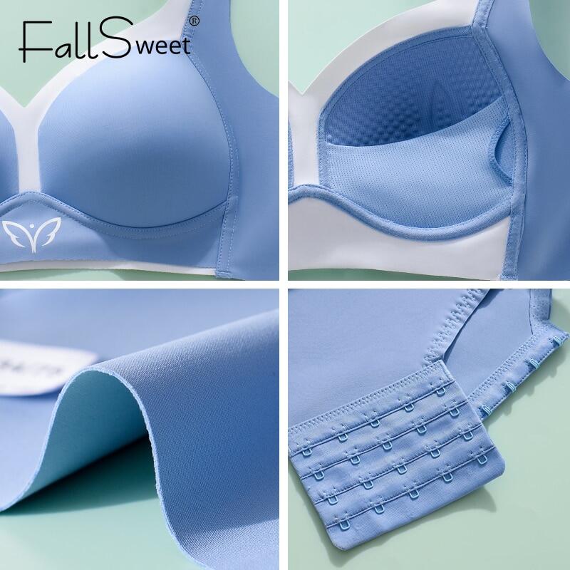 FallSweet Seamless Bras for Women Plus Size Wireless Brassiere Lightly Lined Full Coverage Bra C D E Cup