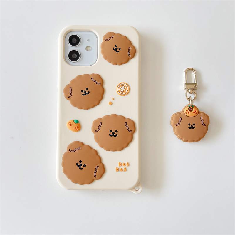 3d phone case for iphone 11 12 pro max 13 14 pro max plus x xs xr case casing cover cute cartoon orange teddy phone soft silicone shell