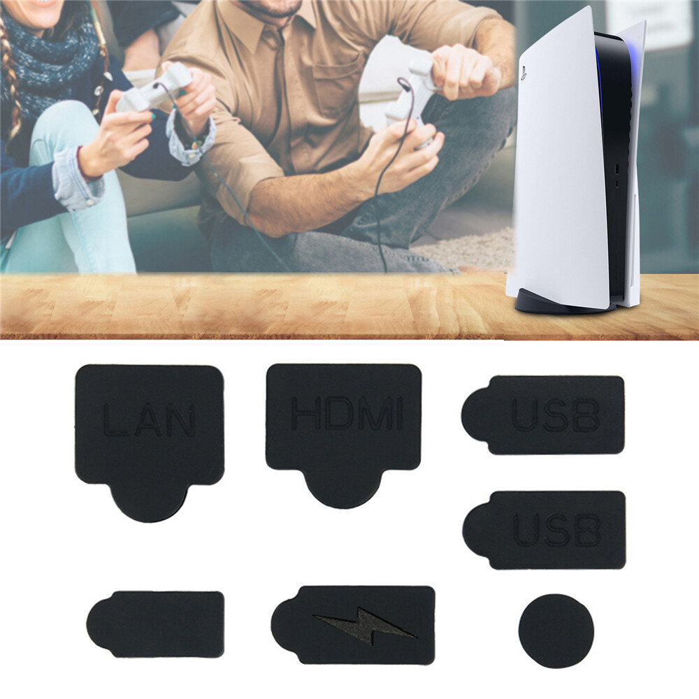 Bộ Nút Chống Bụi silicon 7 chiếc cho PlayStation 5 vỏ bọc chống bụi chống nắp chống bụi Giao diện tương thích USB HDMI cho bảng điều khiển trò chơi ps5
