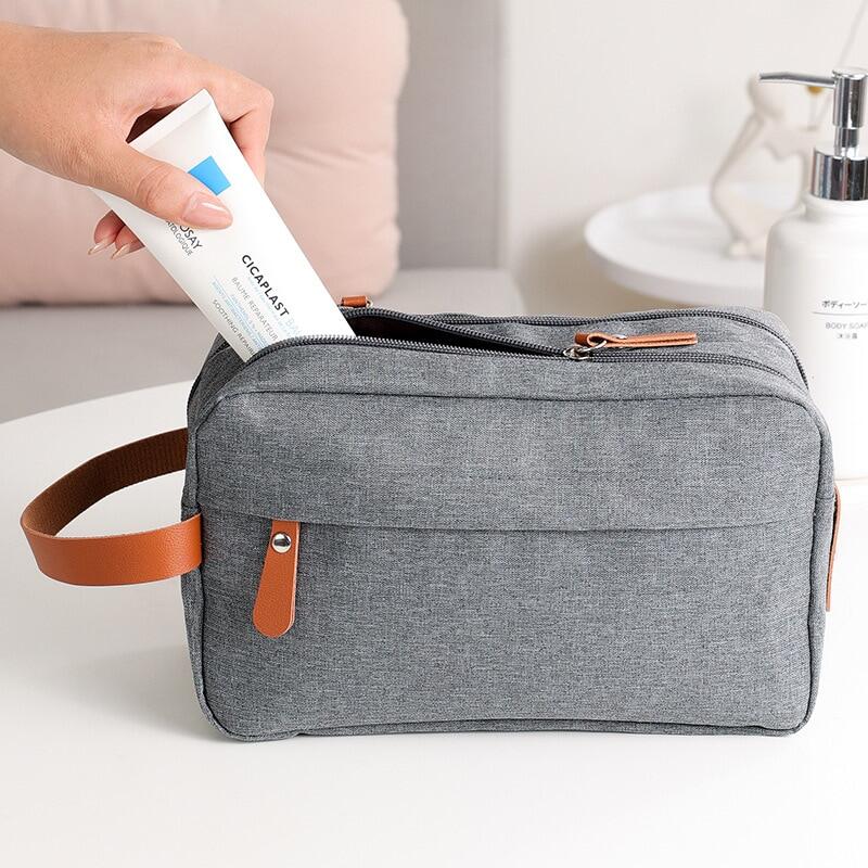 Men's Toiletry Storage Bag Double Layer Toothpaste Cleanser Stuff Organizer Pouch Bathroom Waterproof Zipper Toothbrush Hangbag