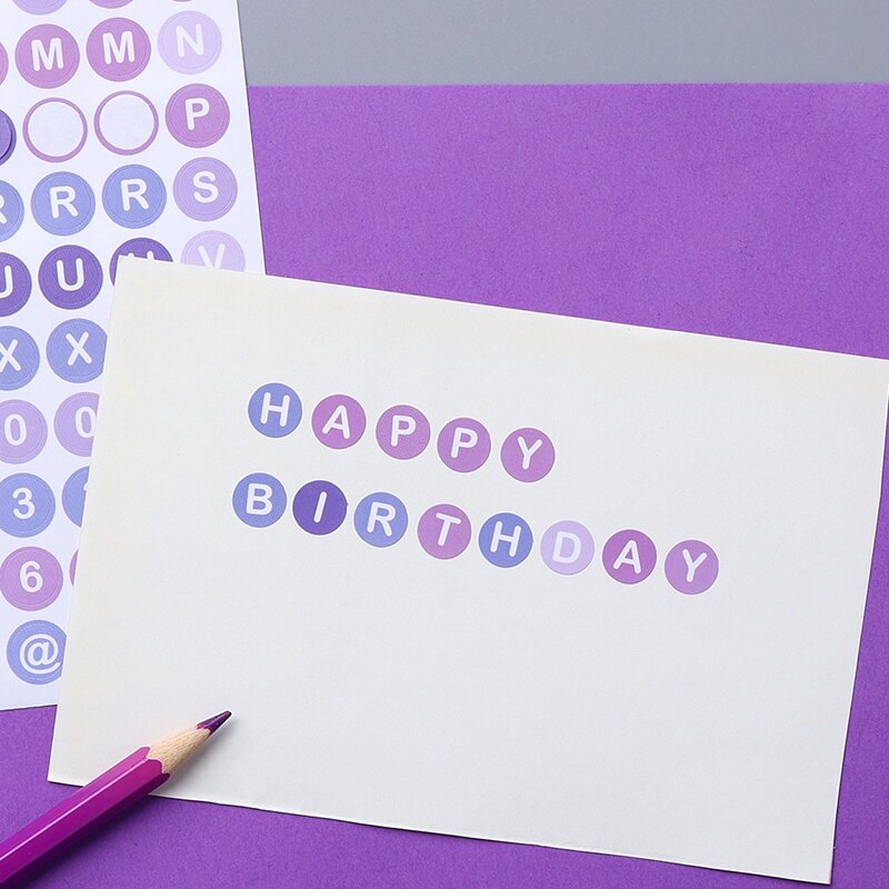 4 Sheets Gradient Colorful Alphabet Number Stickers Student Diary Deco DIY Stickers