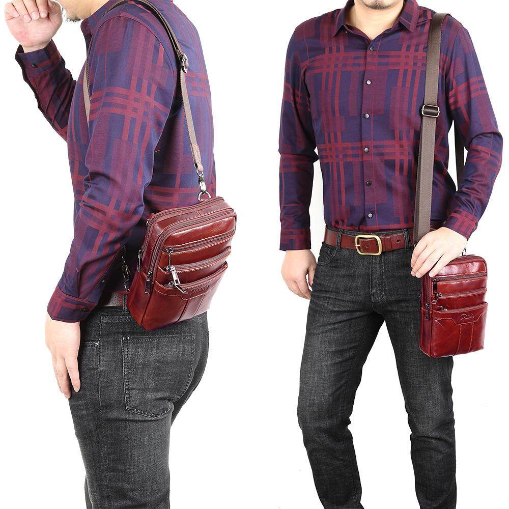 Sunmig Mens Vintage Genuine Leather Shoulder Bag Messenger Bags