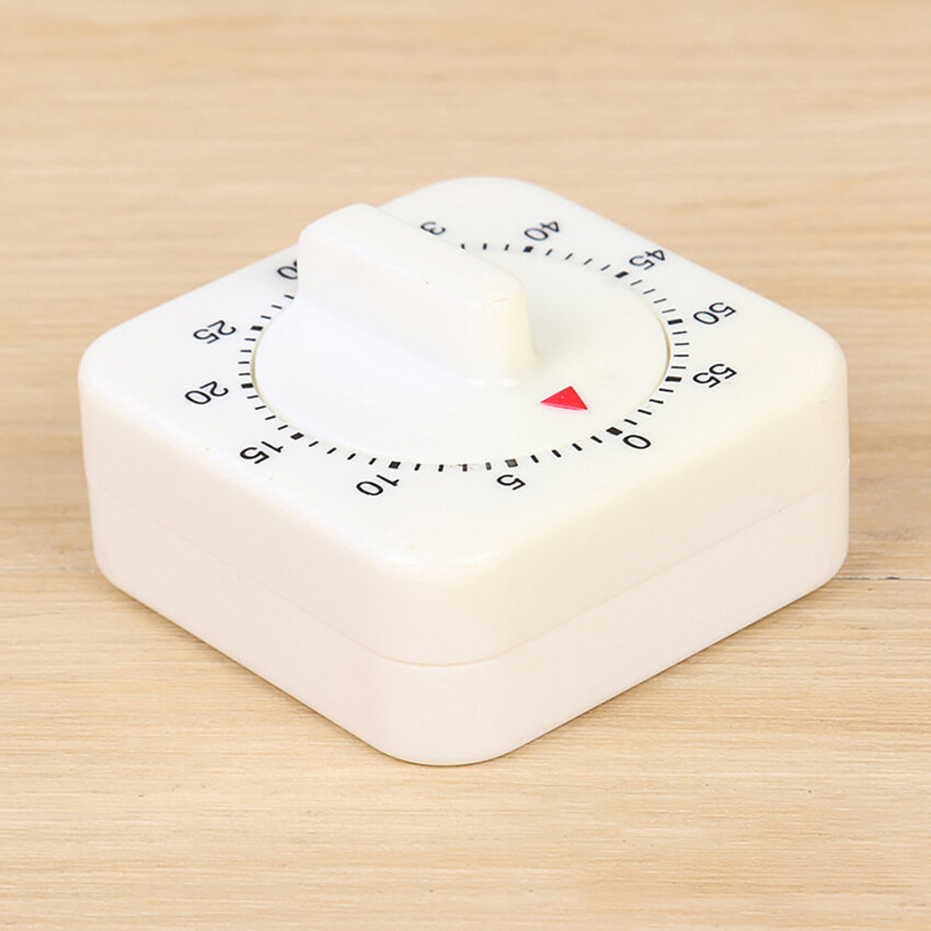 60 Minutes Kitchen Timer Count Down Silent Alarm Reminder White Square Mechanical Timer For Kitchen Classroom Homework Office