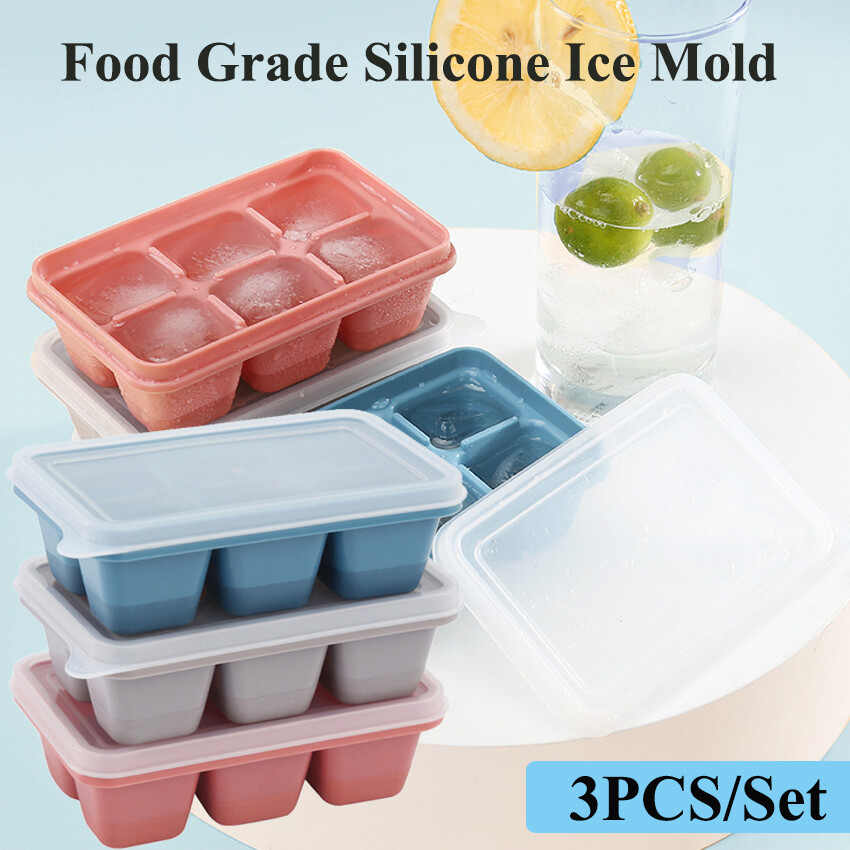 3PCS 15 Grid Food Grade Silicone Ice Tray Home with Lid DIY Ice Cube Mold Square Shape Ice Cream Maker Kitchen Bar Accessories