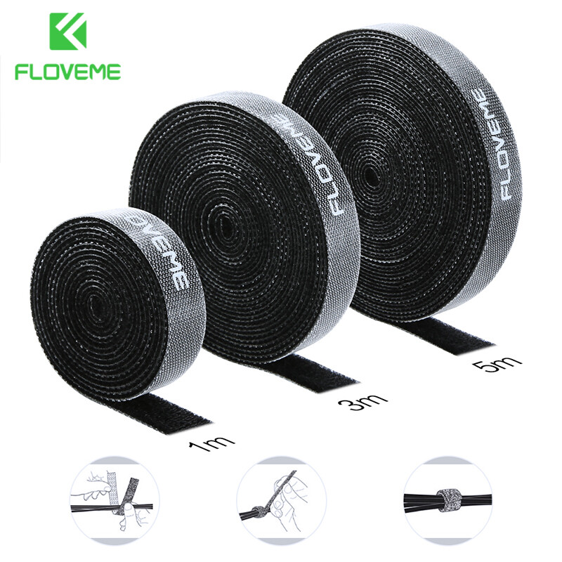 FLOVEME 1M/3M/5M Velcro wire Cable Manager Wire Cable Organizer Wire Winder Earphone Mouse Cord Clip Protector Cable Management Cable