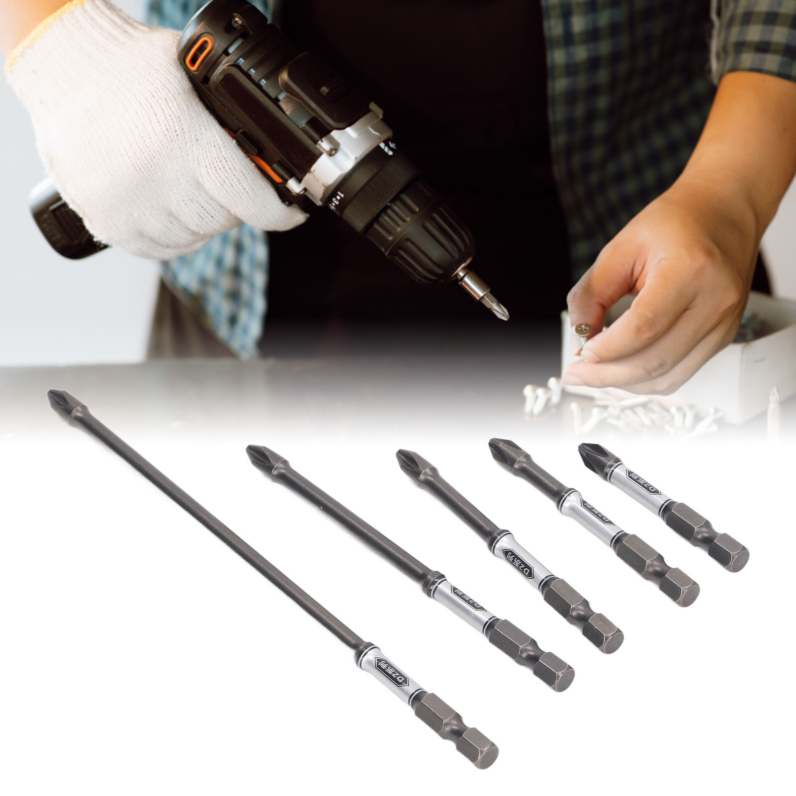 Screwdriver Impact Driver Bit 5Pcs High Hardness High Torsion Anti Slip Screwdriver Bit for Electric Drill