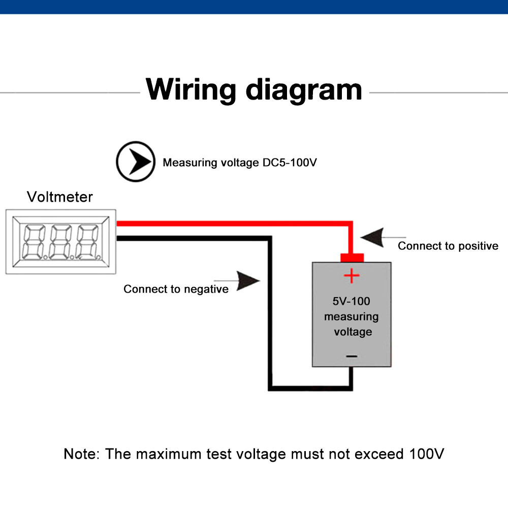 Diymore LED Digital Display Circular Two-wire Voltmeter DC 4-100V DC Digital Voltmeter Head Display Reverse Connection Protection