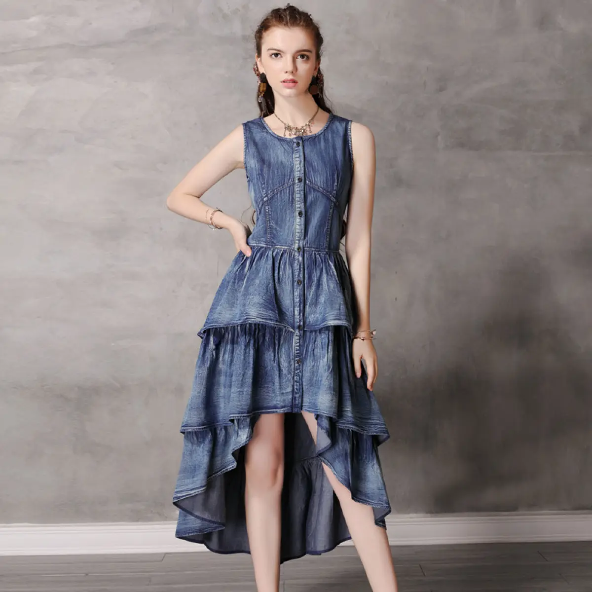 button down jean dress