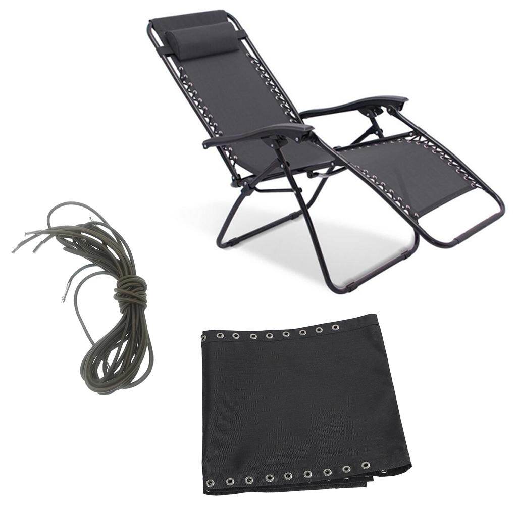 Loviver Black Tessforest Fabric Cloth Replacement for Zero Gravity Chairs Garden Patio Folding Leisure Recliners