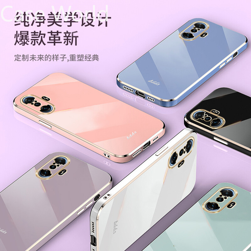 Square 6D Plating Soft Silicone Phone Case for Redmi K40Gaming Luxury Shockproof Bumper Full Camera Cover for Redmi K40 Gaming