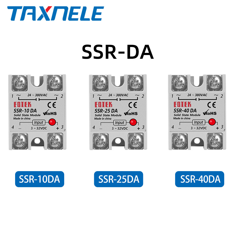 Solid State Relay 10A 25A 40A Single Phase Module 3-32V DC Input  24-380V AC Output SSR-10DA SSR-25DA SSR-40DA SSR Relay