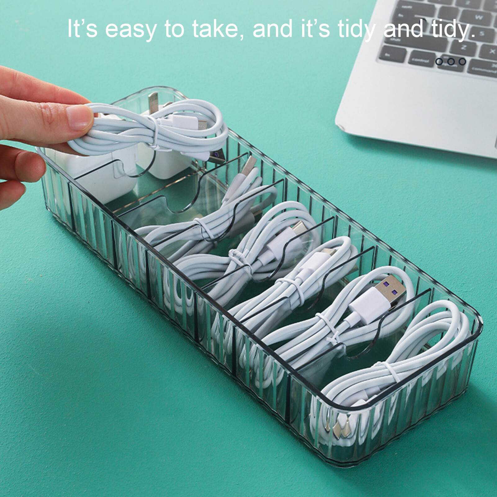 Laca Anti-shock Universal Cable Storage Box Plastic Individual Grid Multi-use Cable Storage Holder for Home