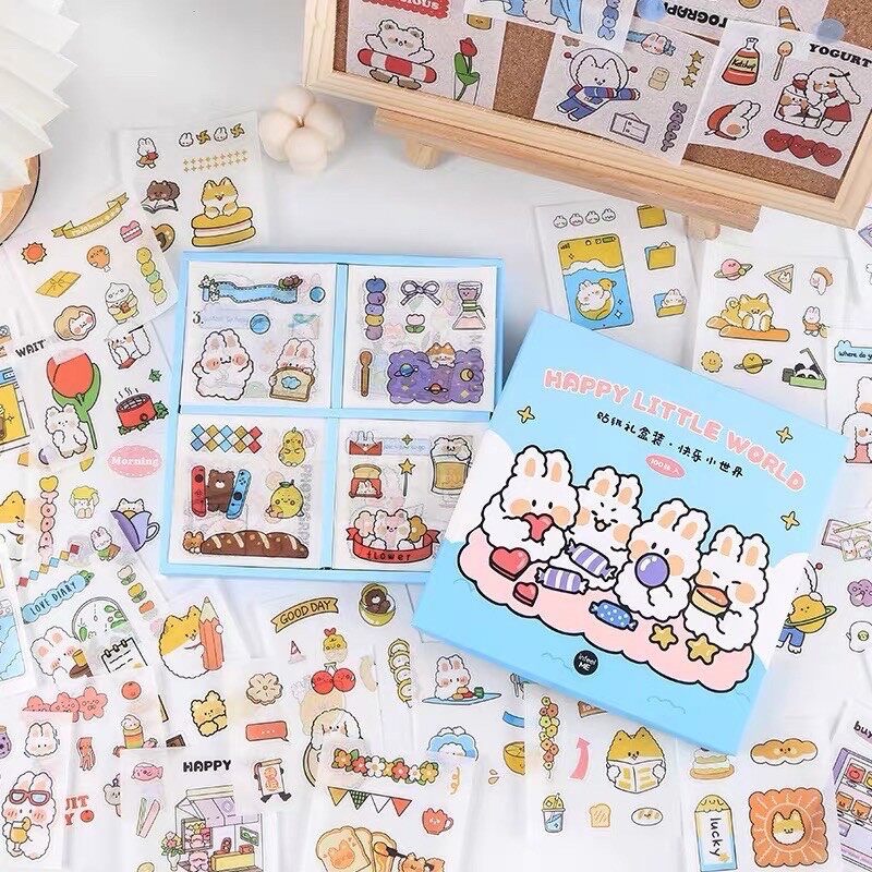Hộp 1000 Sticker Dán Trang Trí Cute Dễ Thương