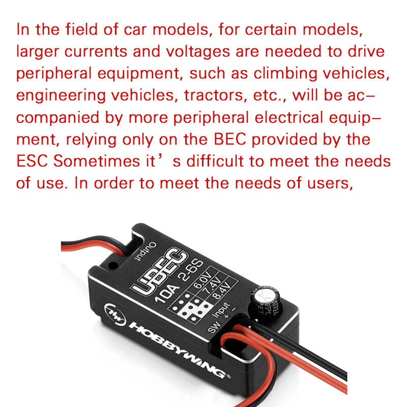 Hobbywing New Waterproof UBEC 10A Voltage Regulator Module 2-6S 6 / 7.4 / 8.4V 10A Adjustable Metal Shell BEC For RC Car Parts