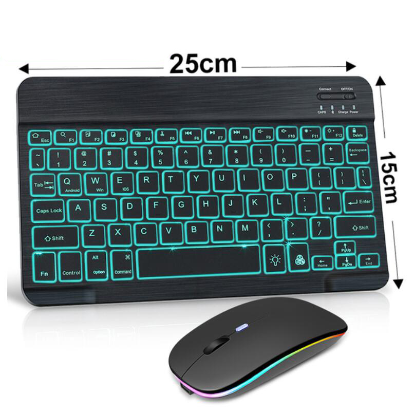 Bộ Chuột Và Bàn Phím Bluetooth Không Dây Mini 10Inch RGB Có Đèn Nền Bàn Phím Máy Tính Xách Tay Cho Máy Tính Bảng Điện Thoại Máy Tính Xách Tay IOS Android Máy Vi Tính