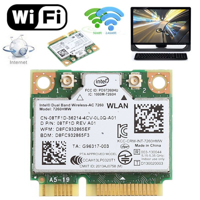 Thẻ PCI-E Mini Không Dây 4.0 Tương Thích Bluetooth Băng Tần Kép Cho Intel 7260 AC