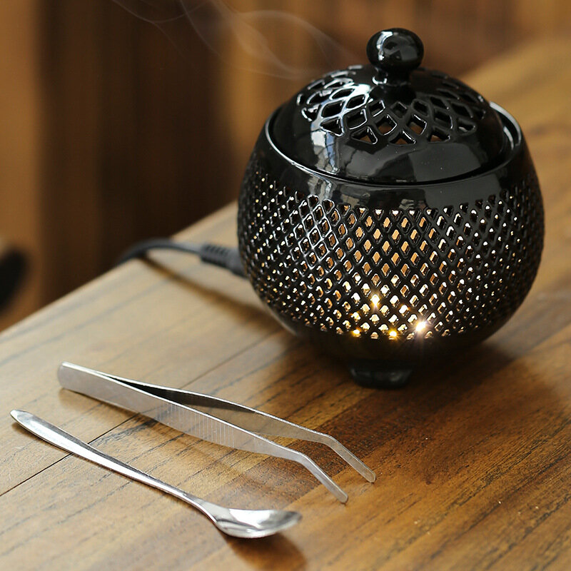 Electronic Aromatherapy Furnace Incense Road Incense Furnace Essential Oil Night Light Incense Furnace Fragrance Powder Flavor Timing Temperature Adjustment Heating Electric Furnac