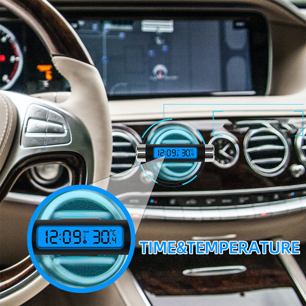 Kebidumei 2 in 1 Car Digital LCD Clock/Temperature Display Electronic Clock Car Digital Time Clock Car Accessory