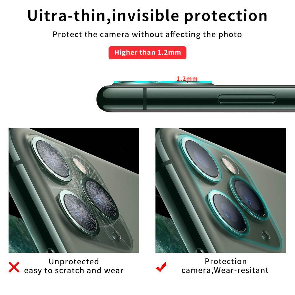 Zeallion 1Pcs Camera Len Protector case for Apple iPhone 11 12 Mini 13 14 15 Pro Max Clear Tempered Glass Anti-scratch 360 Full Protection Back Rear Camera Ring film Cover Sticker[ Ready in Stock]