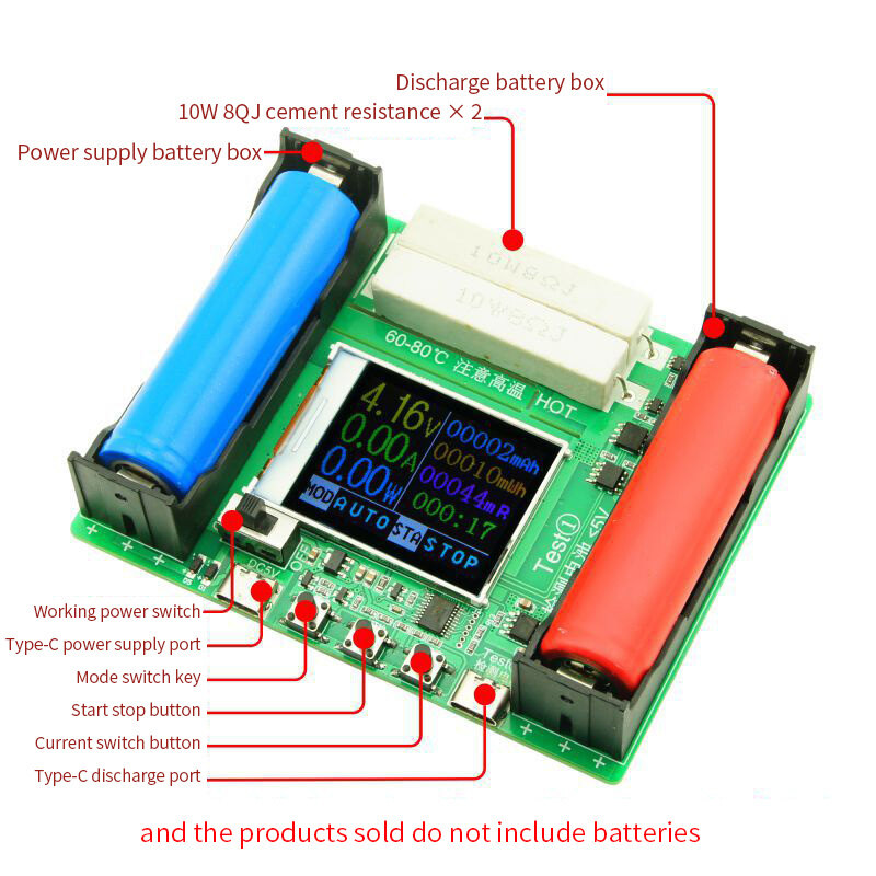 18650 Lithium Battery Capacity Tester Module High Precision XH-M239 LCD Digital Display True Capacity Module MaH/mwH Measurement