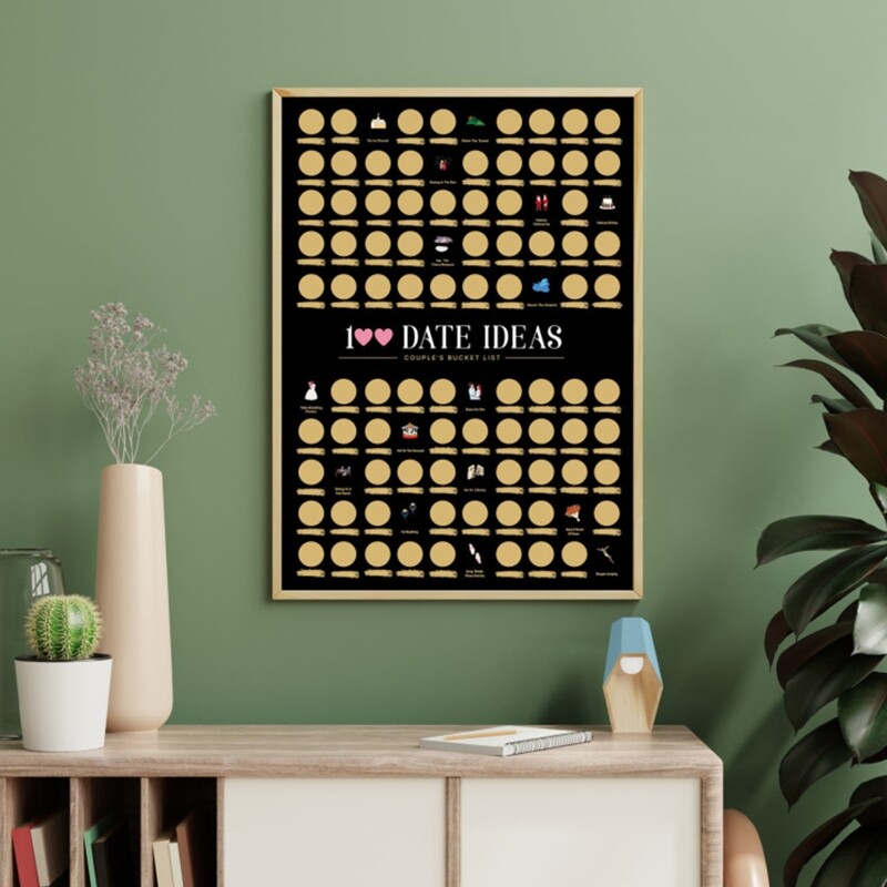 100 Dates Scrape off Poster 100 Things Between Couples Scrape Poster Couples Games Date Night Ideas Valentines Day Gifts