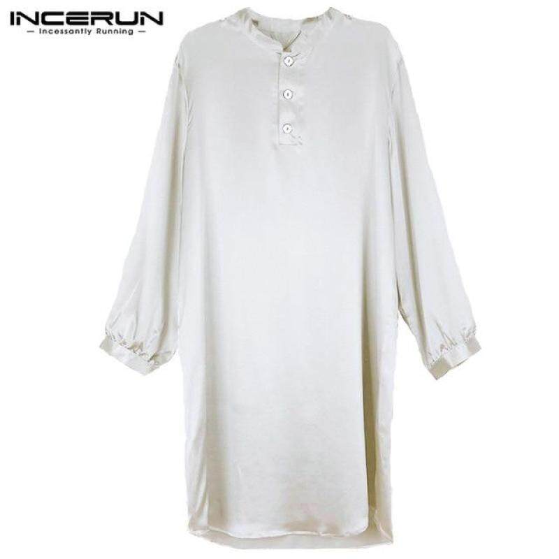 Nơi bán Váy Ngủ Nam Áo Dây Bộ Đồ Ngủ Lụa Satin Dài Tay Áo Choàng Tắm Phòng Chờ Arabe Kurtas Áo Váy Bầu Masculina Hồi Giáo Nam Quần Áo