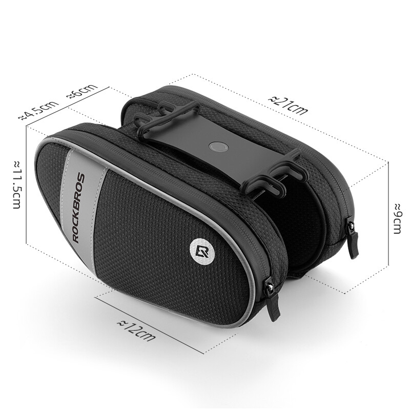 ROCKBROS Bicycle Bag Front Tube Bag Frame Bag With 360° Rotation Phone Holder Bike Pouch Bike Accessories